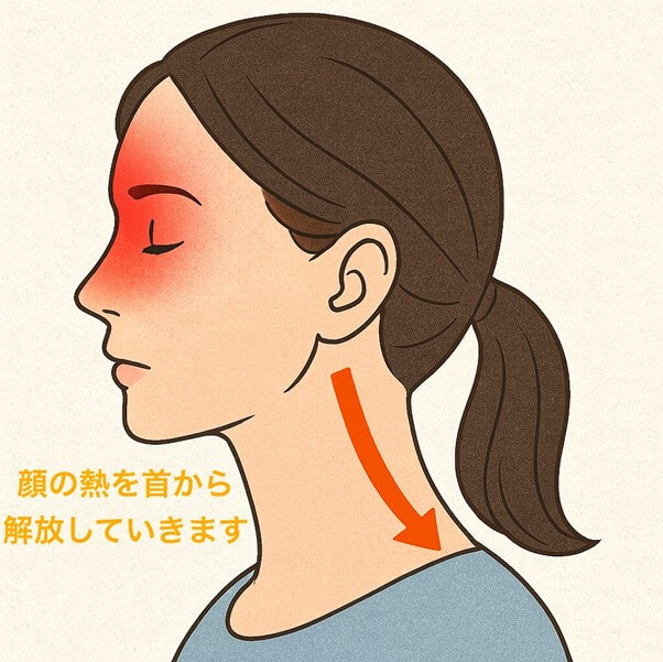 顔の熱を首から解放していきます
